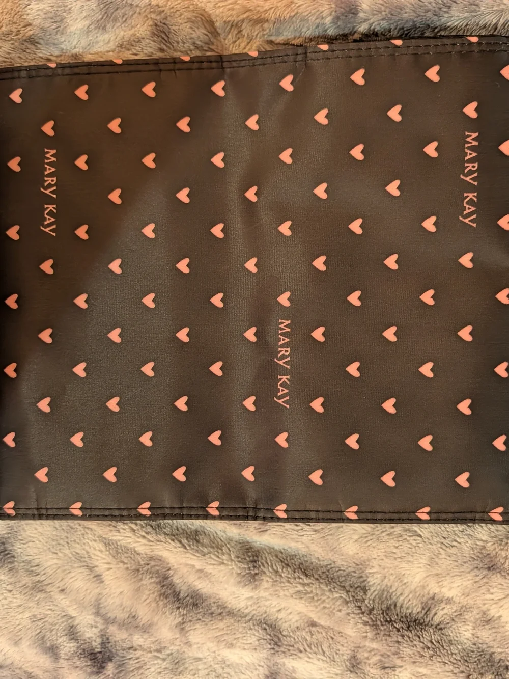 Mary Kay Black Cosmetic Tote with Pink Heart Print